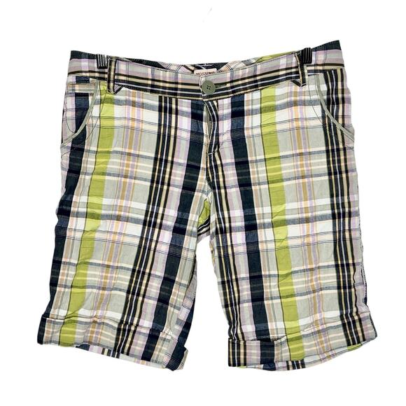 Womens Y2K Mossimo Madras Plaid Bermuda Shorts Size 9 Preppy Low Rise Multicolor - Picture 1 of 8